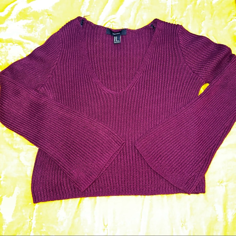 Plum Flared Sleeve Sweater